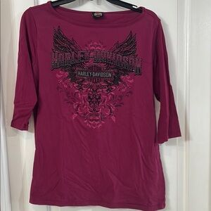 Harley-Davidson Maroon Graphic Relaxed Long Sleeve Tee